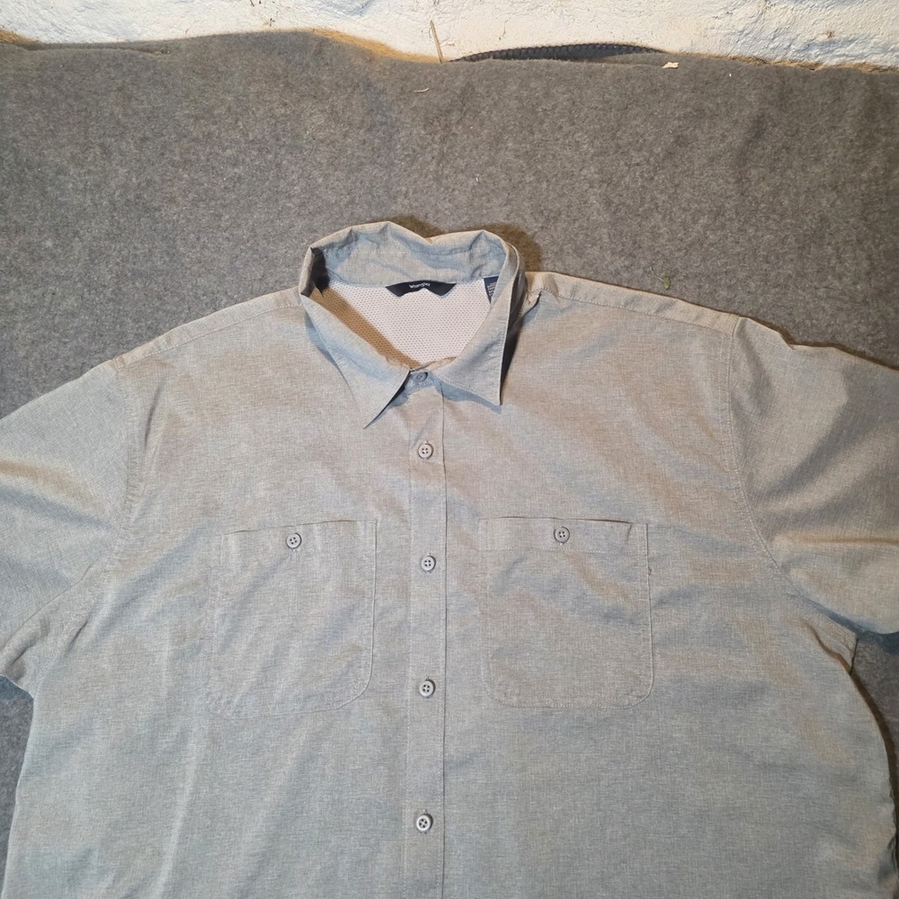 Wrangler Men's 2XL Gray Solid Short Sleeve Button-Up Point Collar Shirt 172